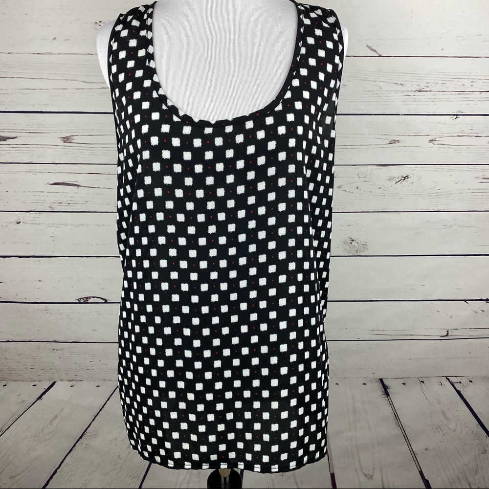 Pleione Blouse Large Polka Dot Sleeveless Shirt